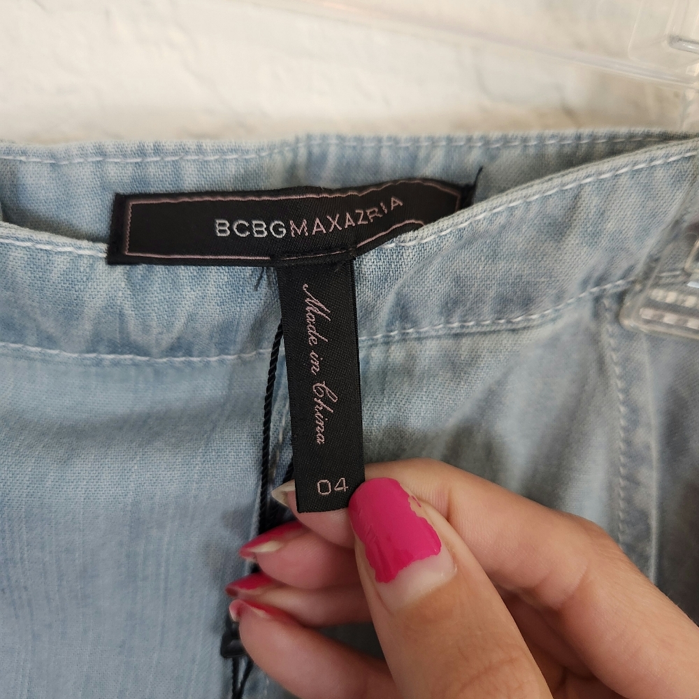 BCBGMaxazria | NWT Kimberly Split Front Maxi Skirt Light Chambray Size 4 - Picture 4 of 5